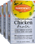 Manischewitz Reduced Sodium Chicken Broth 17oz (3 Pack), Flavorful, Kettle Cooked, Slowly Simmered