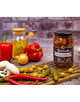 Hot Antipasto by Botticelli 18oz Jars Pack of 2  Premium Spicy Italian Appetizer  GlutenFree  Olives Artichokes Mushrooms Red Hot Peppers and Olive Oil