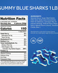 Blue Sharks Gummy Candy Blue Raspberry Marshmallow Flavor  1Pound Bag