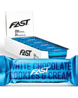 FAST BRANDS White Chocolate Cookies & Cream, 20 Gram Protein Bars (Pack of 12)