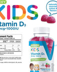 [120 Count] Vitamin D3 Gummies 25mcg 1000 IU Formulated for Kids - Bone Health, Immune Health, Joint Muscle Support - Dietary Supplement, Gelatin Free, Pectin Based - Berry Flavors Chewable Gummy