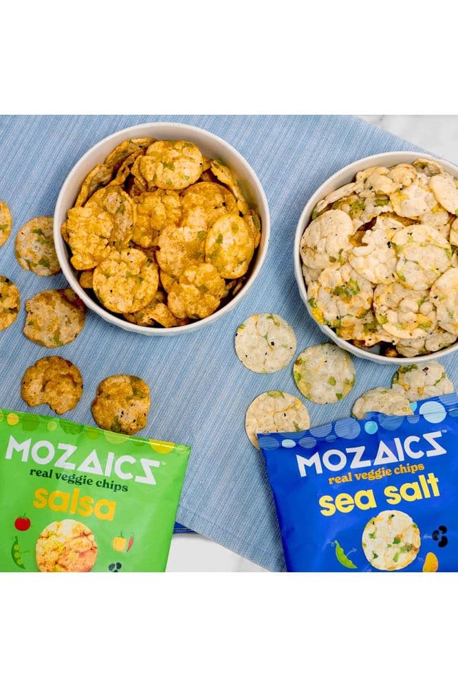 Mozaics Sea Salt Veggie Chips (20 Individual Snack Bags) | Healthy Snacks for Kids &amp; Adults | Popped, Not Fried | Under 100 Calorie Snack Packs | Made with Peas &amp; Beans | Gluten Free | 0.75oz Bags