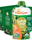 Happy Tot Organics Super Foods Stage 4, Pears, Peas & Green Beans + Super Chia, 4.22 Ounce Pouch (Pack of 16) packaging may vary