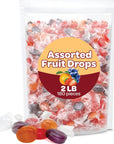 Funtasty Assorted Fruit Drops Hard Candy Individually Wrapped Bulk Pack 2 Pounds