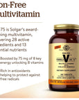 Solgar Iron-Free Formula VM-75, 180 Tablets - Multivitamin with Chelated Minerals - Vitamin A, B6, B12, C, D, E - Biotin, Magnesium, Calcium, Zinc - Vegan, Gluten & Dairy Free, Kosher - 180 Servings