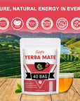 Catfit Yerba Mate Tea for Boost Energy Focus and Health Perfect Coffee Replacement No Dust Fresh Vegan Kosher GlutenFree 40 Tea Bags