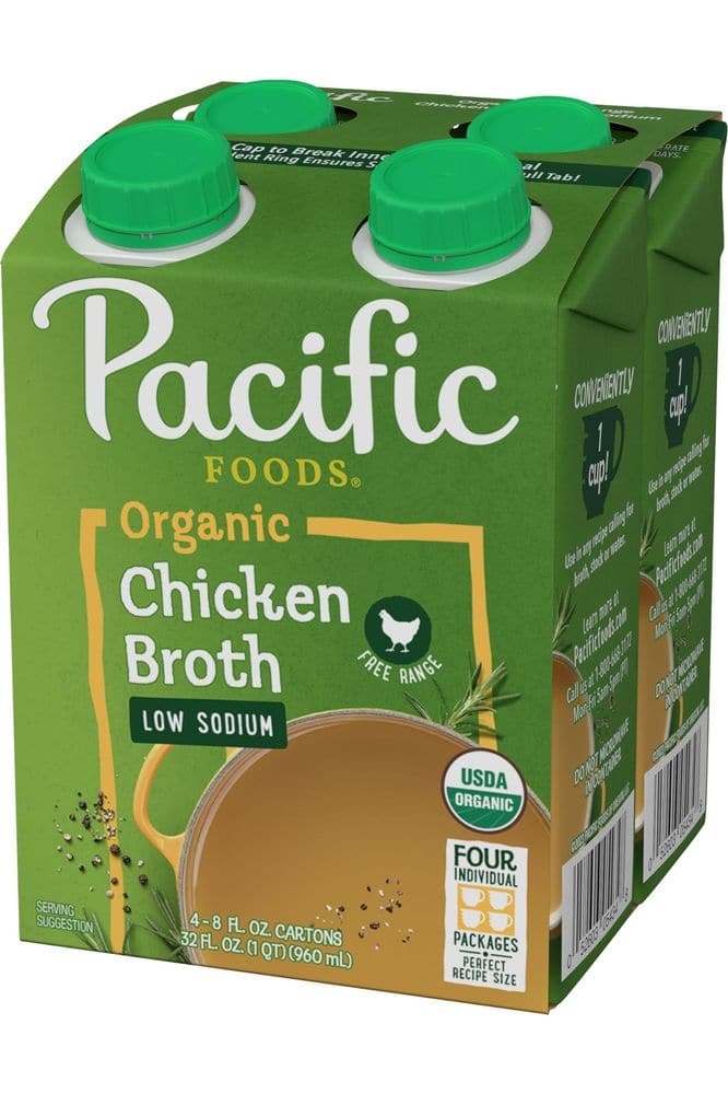 Pacific Foods Low Sodium Organic Free Range Chicken Broth, 8 oz Carton (6 Packs of 4)