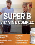 Bronson Super B Vitamin B Complex Sustained Slow Release (Vitamin B1, B2, B3, B6, B9 - Folic Acid, B12) Contains All B Vitamins 100 Tablets