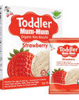 Hot-Kid Toddler Mum-Mum Rice Biscuits, Organic Strawberry, Organic, Gluten Free, Allergen Free, Non-GMO, 2.12 Ounce,24 Count, Pack of 6