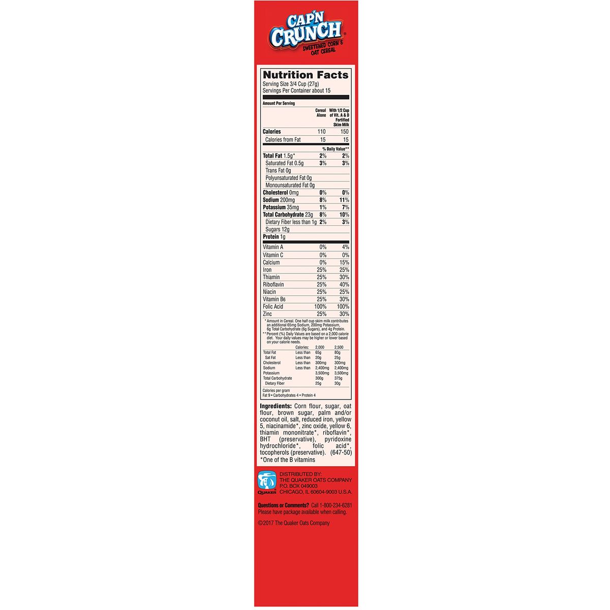 Capn Crunch Breakfast Cereal Original 14oz Boxes 4 Pack