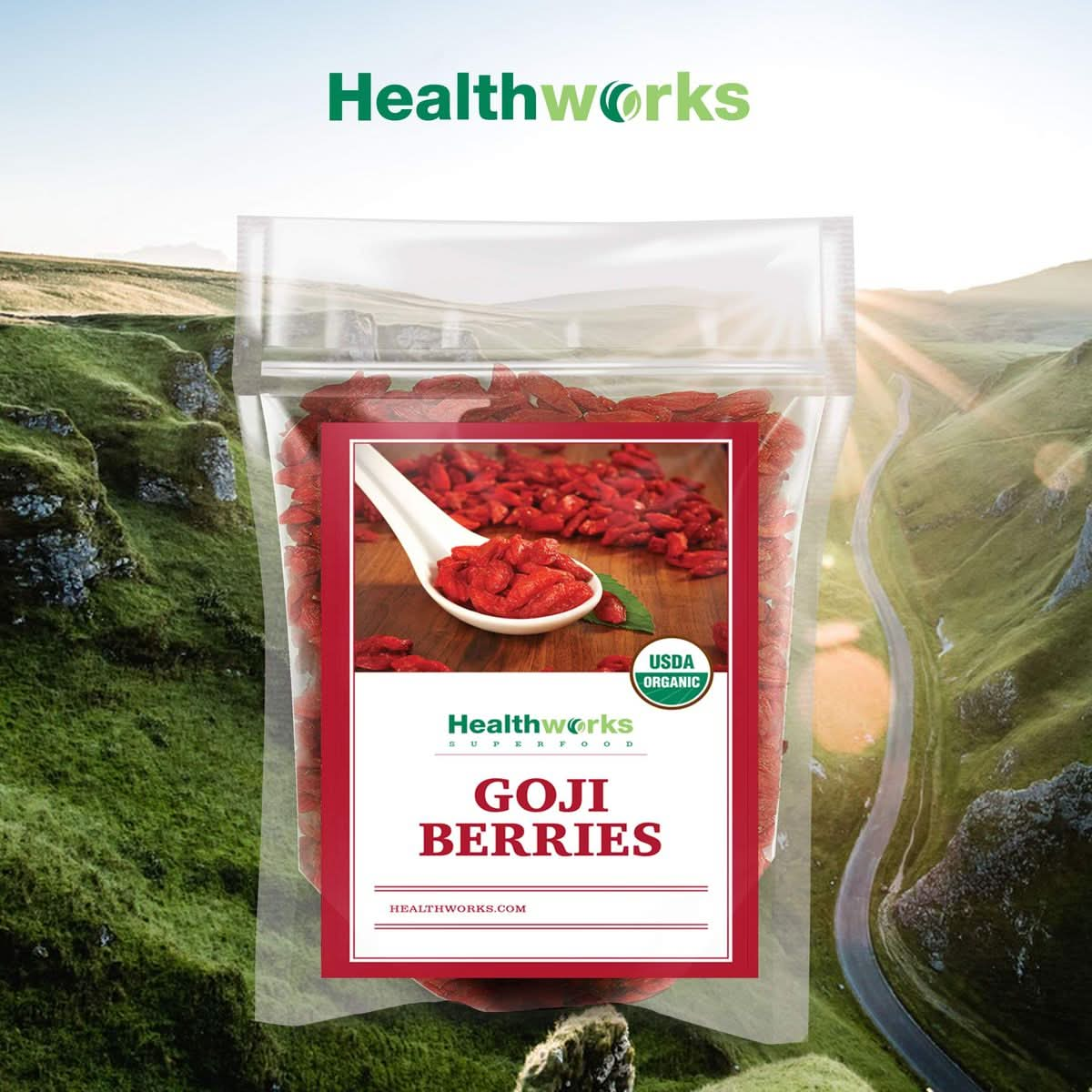 Healthworks Raw Goji Berries 16 Ounces  1 Pound  Certified Organic  SunDried  Keto Vegan  NonGMO  Baking Teas  Smoothies  Antioxidant Superfood