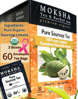 Pure Soursop Tea Case of 360 Organic Tea Bags made with Pure Graviola Leaf Guanabana Leaves Moksha Ayurveda