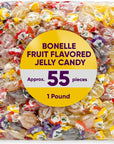 Bonelle Italian Jelly Christmas Candy Bulk  1 Pound Assorted Christmas Candy Approx 55 Pieces Jelly Fruits Italian Candy Individually Wrapped  Christmas Gummy Candy  Holiday Candy for Festive Season  Mixed Fruit Jellys Candy