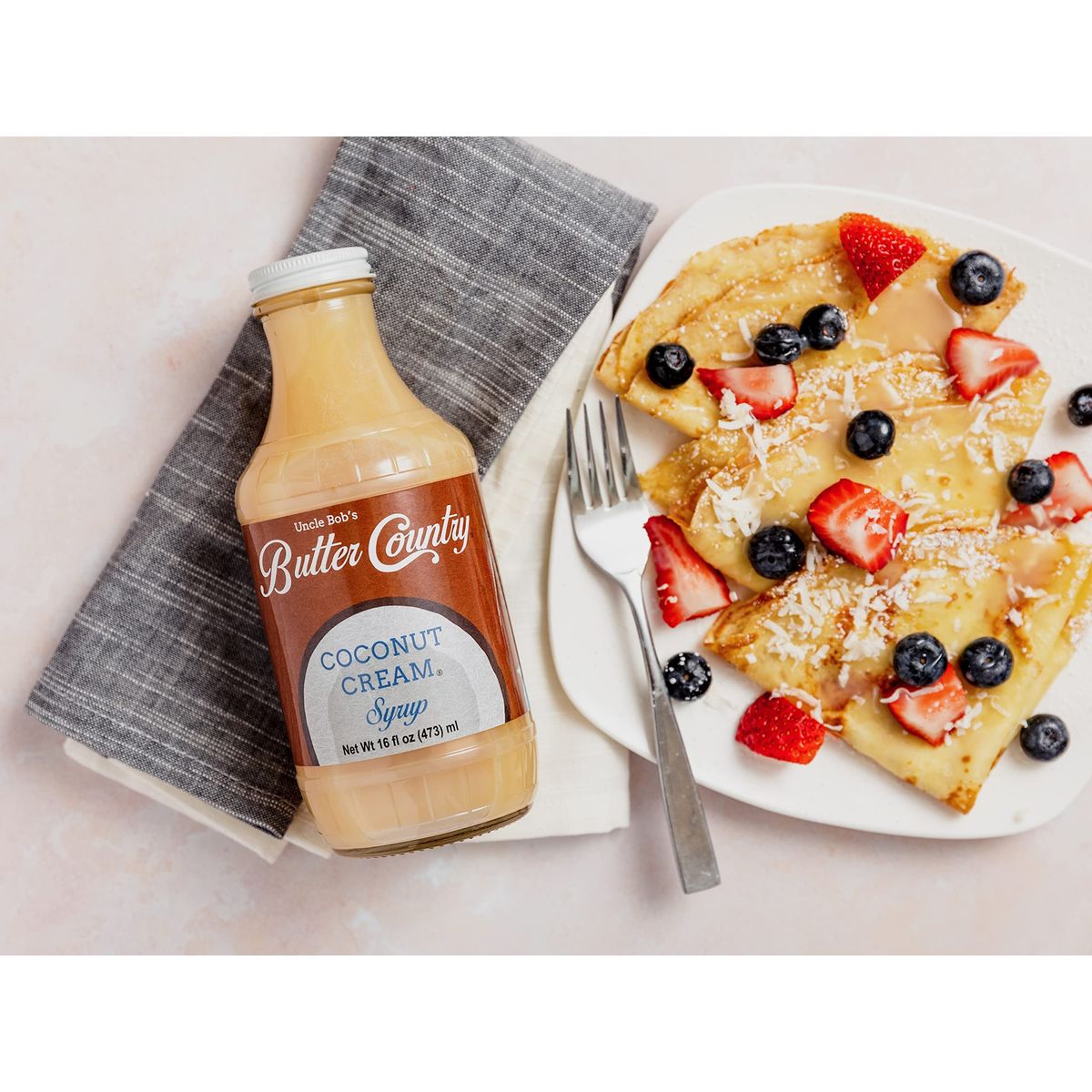 BUTTER COUNTRY Rich  Creamy Buttermilk Syrup  Coconut Cream Flavor  No Artificial Flavors No Corn Syrup GlutenFree rBSTFree Dairy  Syrup for Pancakes Waffles  Desserts  16 fl oz1 Pack