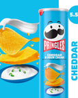 Pringles Potato Crisps Chips, Lunch Snacks, On-The-Go Snacks, Cheddar and Sour Cream, 5.5oz Can (One Can)