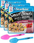 Starkist Smart Bowls Spicy Pepper Rice  Beans Tuna 45 oz Pack of 3 with By The Cup Mood Spoons