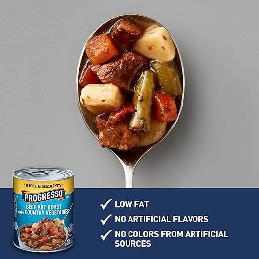 Progresso Beef Pot Roast with Country Vegetables Soup, Rich and Hearty Canned Soup, Gluten Free, 18.5 oz