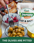 Jersey Pickles Spicy Hot Mix Olives with Jalapenos  Italian Castelvetrano Green Olives  32 OZ Jar  Perfect for Gourmet Dishes  Appetizers  Premium Queen Olives  Olives Green