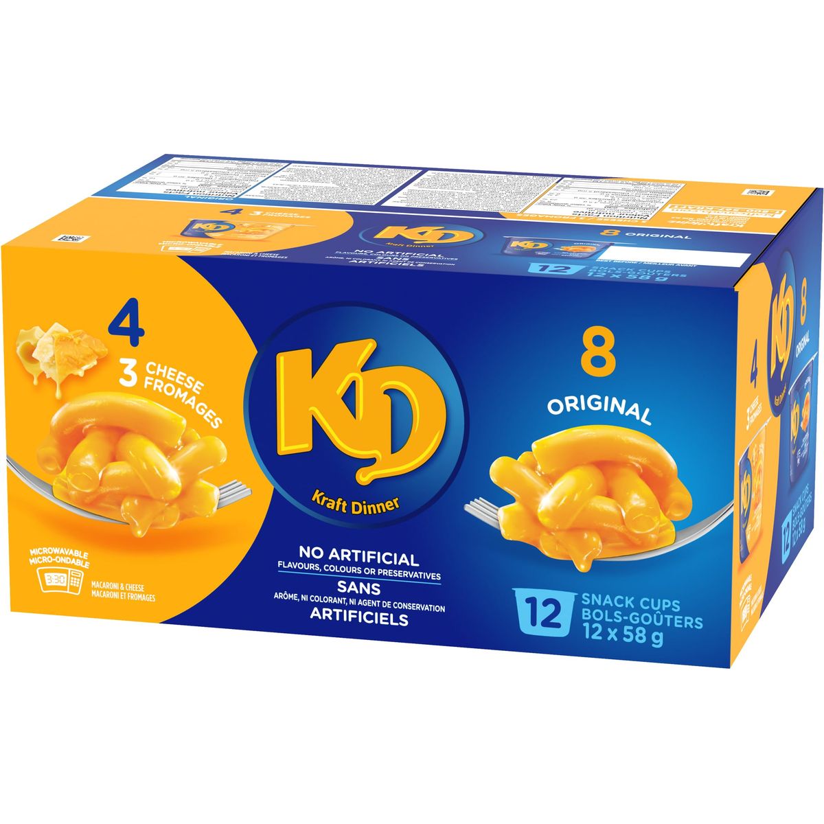 KD Snack Cups Variety Pack Original  Triple Cheese Mac  Cheese 58g Cups 12pk Imported from Canada