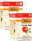 Millie’s Sipping Broth - Vegetable Broth -Natural-Gluten Free-Keto Friendly Tomato Basil 12 Count Box (2-Pack)