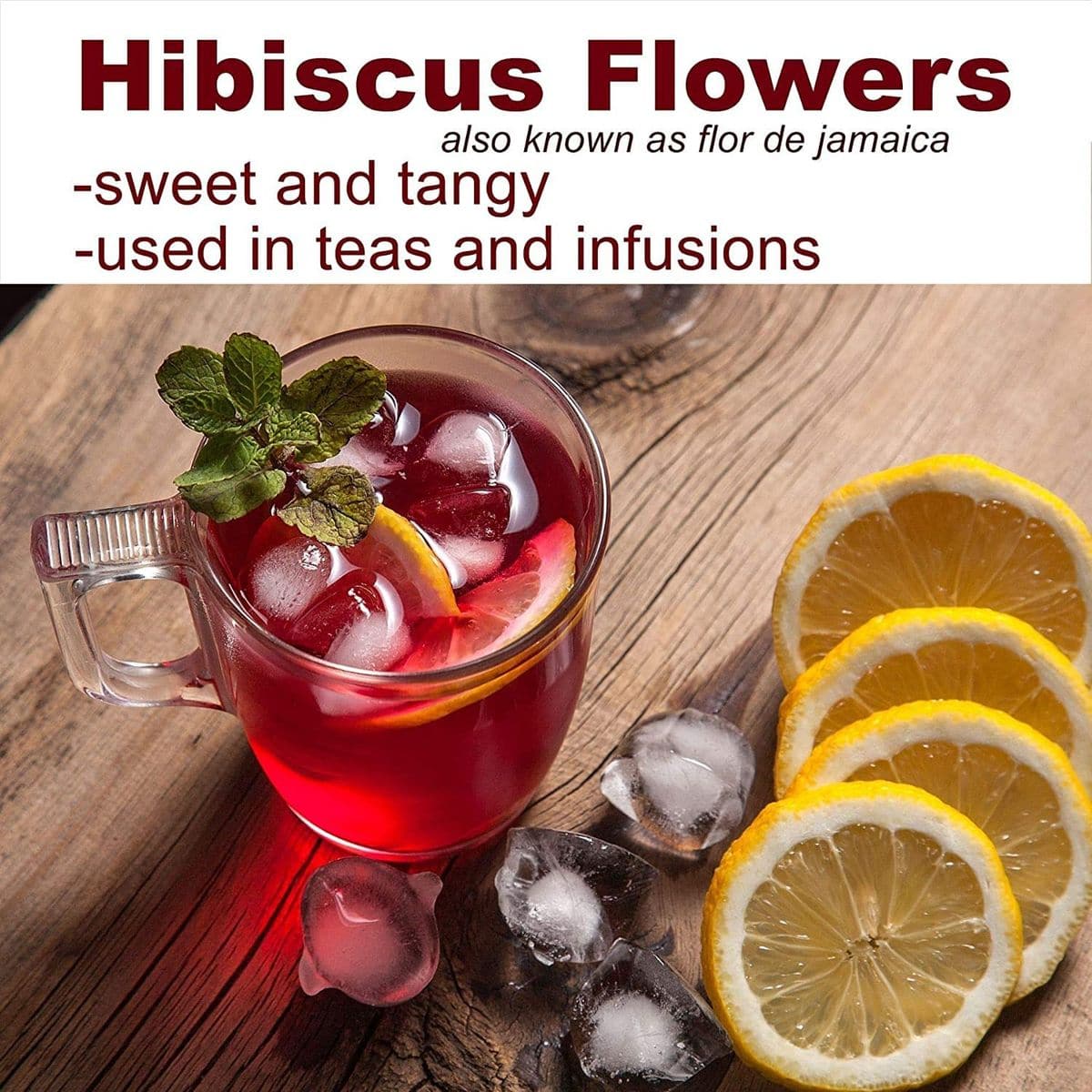 TEAFLOOR Dried Natural Hibiscus Flower TeaWhole Flower Caffeine Free TeaDried Hibiscus FlowersBrew Hot Or Iced Herbal Hibiscus Tea No Small Pieces Brew Hot Or Iced Net Weight 50G 30 Cups