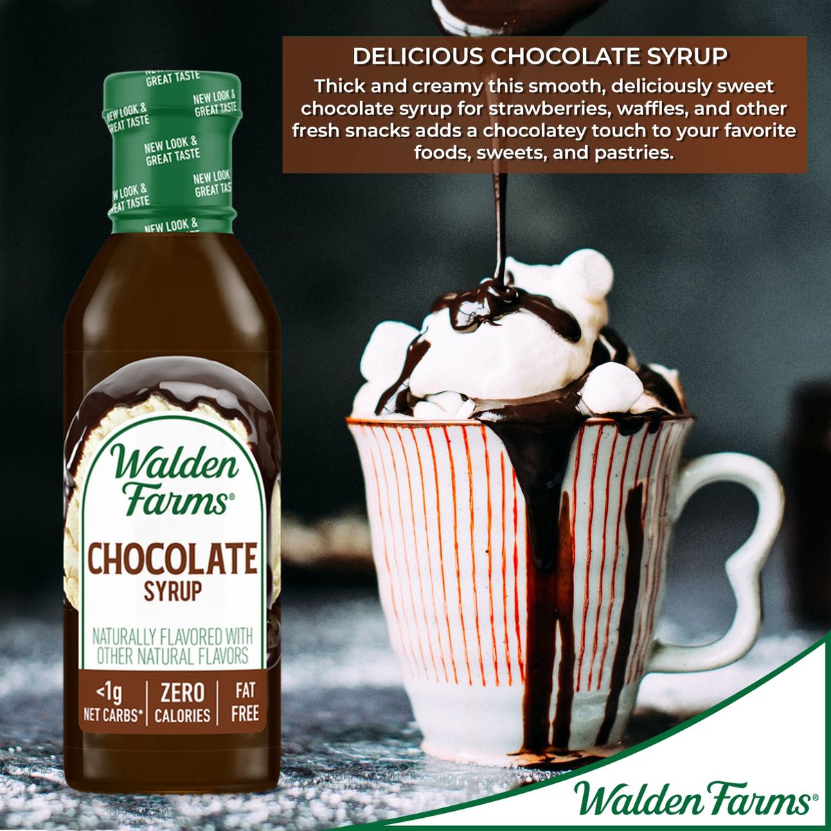 Walden Farms Chocolate Syrup 12 oz Pack of 2  Sweet Syrup Near Zero Fat Sugar and Calorie  For Pancakes Waffles Muffins Fruits Shakes Lemonade Desserts Snacks Appetizers and Many More