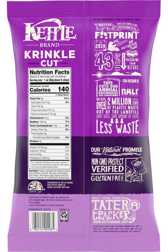 Kettle Brand Krinkle Cut Salt and Fresh Ground Pepper Kettle Potato Chips, 7.5 Oz