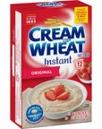 Cream of Wheat Original Instant Hot Cereal Packets 12 oz Box Pack of 3 with By The Cup Cereal Bowl