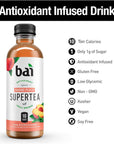 Bai Iced Tea Narino Peach Antioxidant Infused Supertea Crafted with Real Tea Black Tea White Tea 18 Fluid Ounce Bottles 12 count