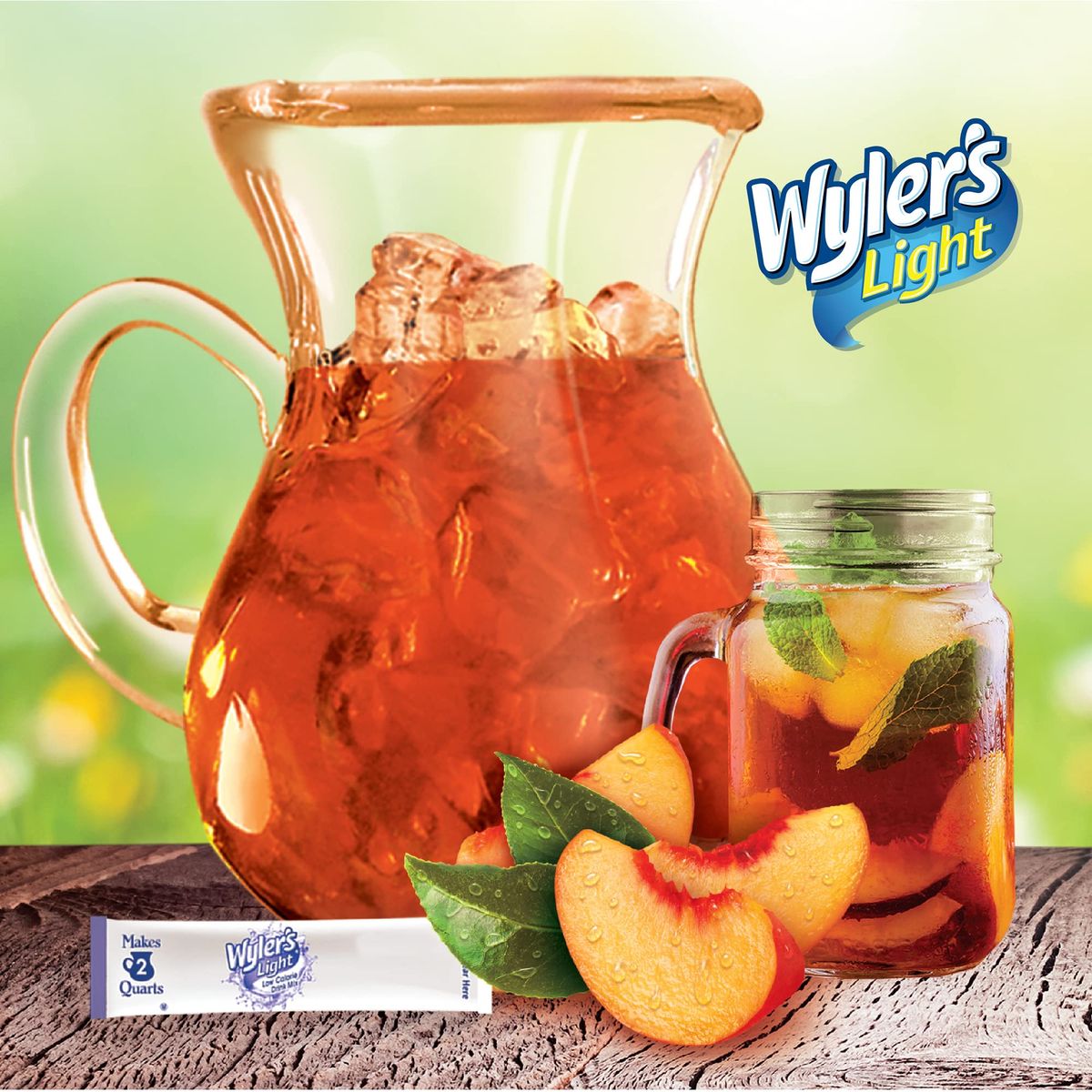 Wylers Light Pitcher Packs Water Drink Mix Peach Iced Tea 6 Boxes 36 Pitcher Packets