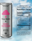 Immune Support wVitamin D3  Zinc by Cloud Water Organic Vitamin Infused Flavored Sparkling Water Cans Grapefruit Mint  Basil Flavor 20 Calories All Natural FatFree 12 Pack 12 FL oz