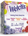 Welchs Singles To Go Variety Pack Watertok Powdered Drink Mix Includes 4 Flavors Grape Passion fruit Strawberry Peach Cherry Pomegranate 1 Box 40 Servings