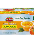 DEL MONTE Diced Peaches FRUIT CUP Snacks in 100 Fruit Juice 12 Pack 4 oz