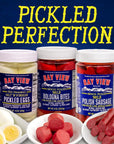 Bay View Smoked Pickled Polish Sausage No MSG Gluten Free No Soy 0g Sugar 9g Protein Hardwood Smoked Mouthwatering Pickled Snack 8oz Mild