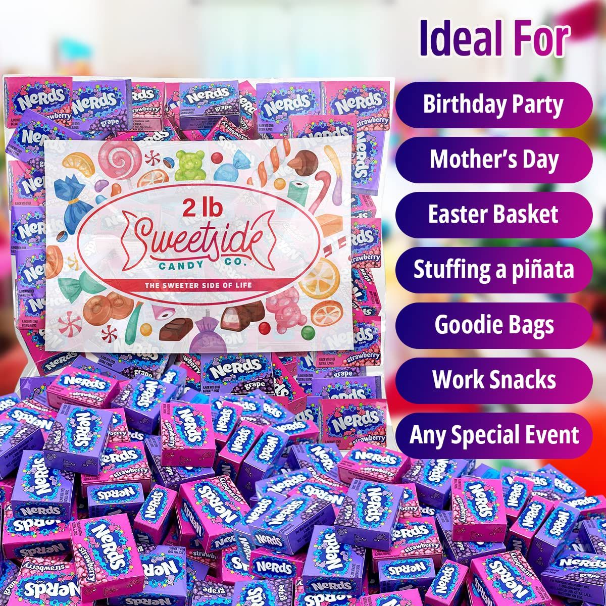 Bulk Nerds Candy 2lbs Pack  Nerds Mini Boxes Grape and Strawberry Hard Candy Nerds Bulk Nerds Candy Mini Boxes  Delicious Individually Wrapped Candy for Easter Kids Office Party