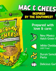 FishSki Real New Mexico Hatch Green Chiles Cheddar Mac n Cheese 12 x 6oz Packs 72 Total ounces