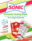 Sonic Singles To Go Limeade Variety Pack Watertok Powdered Drink Mix Includes 3 Flavors Limeade Cherry Limeade Strawberry Limeade 1 Box 40 Servings