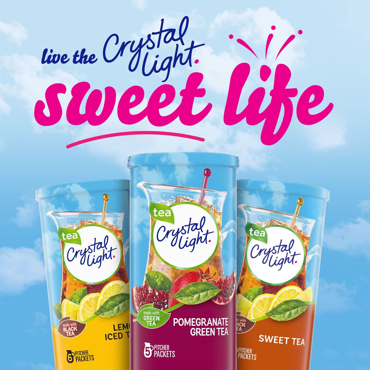 Crystal Light SugarFree Pomegranate Green Tea Naturally Flavored Powdered Drink Mix 5 Count Pitcher Packets