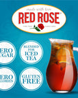 Red Rose Family Size Iced Tea 24 Individually Wrapped Tea Bags Pack of 6 Full Flavored Refreshing Brewed Hot Served Cold Iced Tea