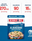 Bumble Bee Solid White Albacore Tuna in Water 25 oz Pouch Pack of 12  Wild Caught Tuna  16g Protein per Serving High in Omega3s  NonGMO Gluten Free Kosher  No Draining Required