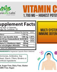 NaturaLife Labs A Higher Standard Vitamin C 1,700 MG with Vitamin D3, Zinc, Elderberry, Ginger Root - Maximum Strength Multi System Immune Support- 100 Veggie Capsules