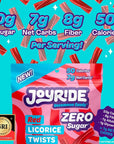 JOYRIDE Red Licorice Twists  Sugar Free Candy with 7g Net Carbs  Low Calorie Snack Zero Sugar 54oz Pack of 3