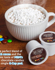 PALM AND PLENTY Hot Chocolate K Cups  Marshmallow Bundle  M  Ms Milk Chocolate Flavor 18 Count Pods Compatible with Keurig Coffee Maker  Marshmallow Bits Pack