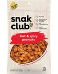 Snak Club Hot  Spicy Peanuts with Chili  Cayenne Pepper Seasoning Protein Snacks No Artificial Colors or Flavors Low Cholesterol Gluten Free Snacks Resealable Bag 75 Ounce Pack of 6