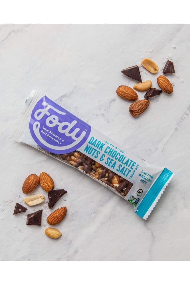 Fody Foods Vegan Protein Nut Bars, Dark Chocolate Nuts and Sea Salt Flavor, 6g Protein per Bar, Low FODMAP Certified, Gut &amp; IBS Friendly, 6 Count