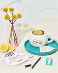 Thoughtfully Gourmet Cat Mom Gift Set Includes CatShaped Ceramic Mug 4 Chamomile Tea Bags CatShaped Notebook  Pen and PawShaped Sticky Notes