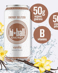 Hiball Energy Seltzer Water Caffeinated Sparkling Water Made with Vitamin B12 and Vitamin B6 Sugar Free Vanilla 16 Fl Oz Pack of 8