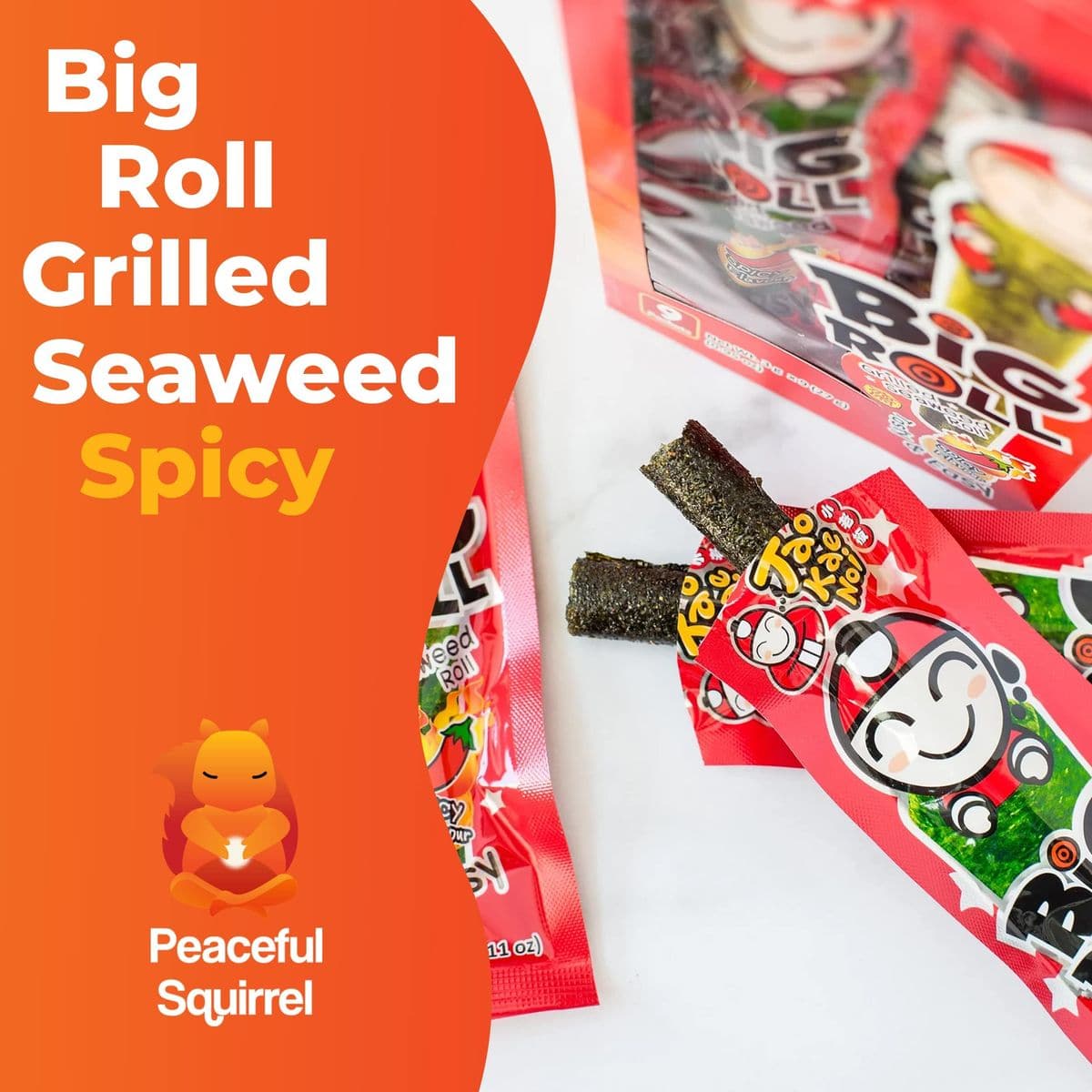 Peaceful Squirrel Variety Tao Kae Noi Big Rolls Seaweed 18Pack Variety of 6 Flavors 01 Oz