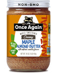 Once Again Natural Creamy Maple Almond Butter with Natural Vanilla Flavor, 16oz - Gluten Free Certified, Peanut Free, Vegan, Kosher, Paleo - Glass Jar