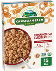 Cascadian Farm Organic Cinnamon Oat Clusters Breakfast Cereal Made With Whole Grain NonGMO 15 oz